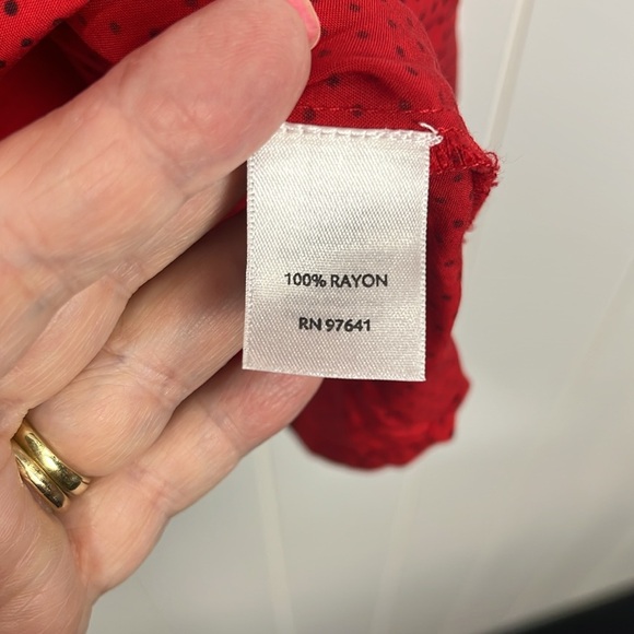 J. Jill Womens Tank L Red Black Polka Dots Sleeveless Pullover Curved Hem Rayon - Picture 5 of 10